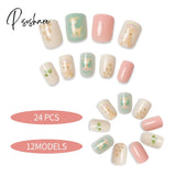 24Pcs Child Small False Nail Little Fingers Fake Miss Short Nails Girl Full Cover Lovely Cartoon