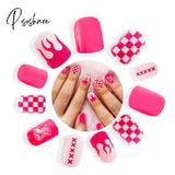 24Pcs Child Small False Nail Little Fingers Fake Miss Short Nails Girl Full Cover Lovely Cartoon