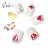 24Pcs Child Small False Nail Little Fingers Fake Miss Short Nails Girl Full Cover Lovely Cartoon