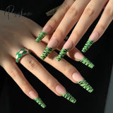 24Pcs Fake Long Fingernail Ballet Nude Color Transparent Pink Cloud Manicure Patch Press On Nails