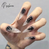 24Pcs Fake Nails Halloween Long Style Full Cover False Diy Glue Press On Nail Supplies For