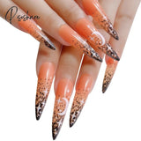 24Pcs Fake Nails Halloween Long Style Full Cover False Diy Glue Press On Nail Supplies For