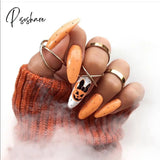 24Pcs Fake Nails Halloween Long Style Full Cover False Diy Glue Press On Nail Supplies For