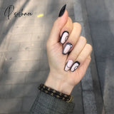24Pcs False Press On Nails Pink Color Oval Head Mid-Length Wear Finished Product Wearable Full