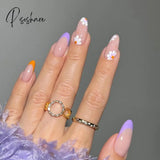 24Pcs False Press On Nails Pink Color Oval Head Mid-Length Wear Finished Product Wearable Full