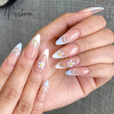 24Pcs False Press On Nails Pink Color Oval Head Mid-Length Wear Finished Product Wearable Full