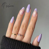 24Pcs False Press On Nails Pink Color Oval Head Mid-Length Wear Finished Product Wearable Full