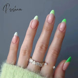 24Pcs False Press On Nails Pink Color Oval Head Mid-Length Wear Finished Product Wearable Full