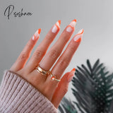 24Pcs False Press On Nails Pink Color Oval Head Mid-Length Wear Finished Product Wearable Full