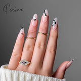 24Pcs False Press On Nails Pink Color Oval Head Mid-Length Wear Finished Product Wearable Full