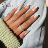 24Pcs False Press On Nails Pink Color Oval Head Mid-Length Wear Finished Product Wearable Full