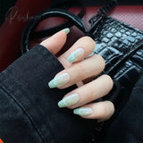 24Pcs False Press On Nails Pink Color Oval Head Mid-Length Wear Finished Product Wearable Full