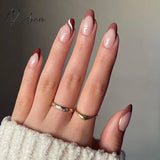 24Pcs False Press On Nails Pink Color Oval Head Mid-Length Wear Finished Product Wearable Full