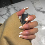 24Pcs False Press On Nails Pink Color Oval Head Mid-Length Wear Finished Product Wearable Full