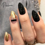 24Pcs False Press On Nails Pink Color Oval Head Mid-Length Wear Finished Product Wearable Full