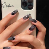 24Pcs False Press On Nails Pink Color Oval Head Mid-Length Wear Finished Product Wearable Full