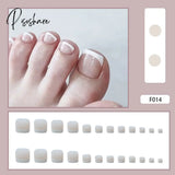 24Pcs French Fake Toe Nails For Girl Love Print Full Finished Short Pointed Head Manicure Foot Tips