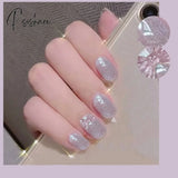 24Pcs Glitter Fake Nail Patch Cat Eye Design False Press On Finger Tips Detachable Full Cover