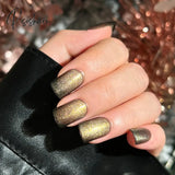 24Pcs Glitter Fake Nail Patch Cat Eye Design False Press On Finger Tips Detachable Full Cover