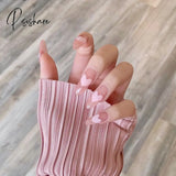 24Pcs Mid Length Fake Nails Ballet Removable Wear Full Cover Coffin Head Press On Nail Artificial