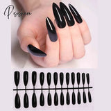 24Pcs Pink French Almond False Nails Detachable Fake Full Cover Nail Tips Press On Manicure Tool