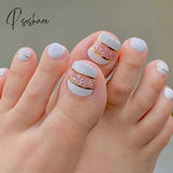 24Pcs Purple False Toe Nails Summer Full Cover Wearable Fake Toenail Art Finished Removable Nail