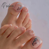 24Pcs Purple False Toe Nails Summer Full Cover Wearable Fake Toenail Art Finished Removable Nail