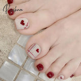 24Pcs Purple False Toe Nails Summer Full Cover Wearable Fake Toenail Art Finished Removable Nail