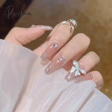 24Pcs Rhinestone Design Fake Nails Shiny Bridal Women Lady Party Nail Diy Decorations Press On Tips