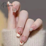 24Pcs Rhinestone Design Fake Nails Shiny Bridal Women Lady Party Nail Diy Decorations Press On Tips