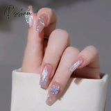 24Pcs Rhinestone Design Fake Nails Shiny Bridal Women Lady Party Nail Diy Decorations Press On Tips