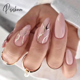 24Pcs/Set Blue Sky White Cloud Pattern Design False Nail French Stiletto Full Cover Fake Nails Glue