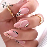 24Pcs/Set Blue Sky White Cloud Pattern Design False Nail French Stiletto Full Cover Fake Nails Glue