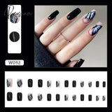 24Pcs/Set Fake Nails With Glue Full Cover Nail Tips Press On Med Diy Manicure Oval Head False Pink