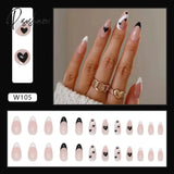 24Pcs/Set Fake Nails With Glue Full Cover Nail Tips Press On Med Diy Manicure Oval Head False Pink