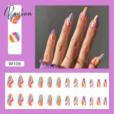 24Pcs/Set Fake Nails With Glue Full Cover Nail Tips Press On Med Diy Manicure Oval Head False Pink