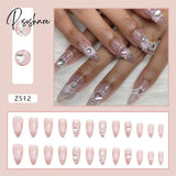 24Pcs Shiny Star Y2K Press On Nail Full Cover Coffin False Patch Cute Girl Finished Fashion Fake