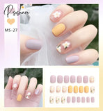 24Pcs Small Fresh White Flowers Decorated Frosted Matte Wearable Fake Nails Suitable Fairy Girl