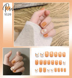 24Pcs Small Fresh White Flowers Decorated Frosted Matte Wearable Fake Nails Suitable Fairy Girl