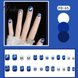 24Pcs Small Fresh White Flowers Decorated Frosted Matte Wearable Fake Nails Suitable Fairy Girl