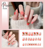 24Pcs Small Fresh White Flowers Decorated Frosted Matte Wearable Fake Nails Suitable Fairy Girl