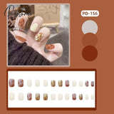 24Pcs Small Fresh White Flowers Decorated Frosted Matte Wearable Fake Nails Suitable Fairy Girl