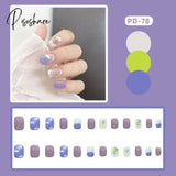 24Pcs Small Fresh White Flowers Decorated Frosted Matte Wearable Fake Nails Suitable Fairy Girl