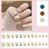 24Pcs Small Fresh White Flowers Decorated Frosted Matte Wearable Fake Nails Suitable Fairy Girl