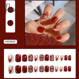 24Pcs Small Fresh White Flowers Decorated Frosted Matte Wearable Fake Nails Suitable Fairy Girl