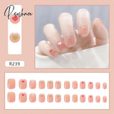 24Pcs Small Fresh White Flowers Decorated Frosted Matte Wearable Fake Nails Suitable Fairy Girl