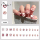 24Pcs Small Fresh White Flowers Decorated Frosted Matte Wearable Fake Nails Suitable Fairy Girl