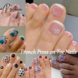 24pcs Summer Press on Toe Nails Fake Nail Tips with Designs Matte Set Red Rhinestone Reusable False Stick-on Nails Art