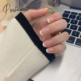 24Pcs Summer Short Natural Nude White French Nail Tips False Fake Nails Acrylic Press On Ultra Easy