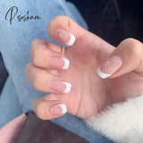 24Pcs Summer Short Natural Nude White French Nail Tips False Fake Nails Acrylic Press On Ultra Easy